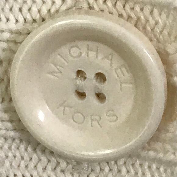 Michael Michael Kors Sweater Large Womens Cream Ivory Cableknit Short Sleeve L - Picture 7 of 11
